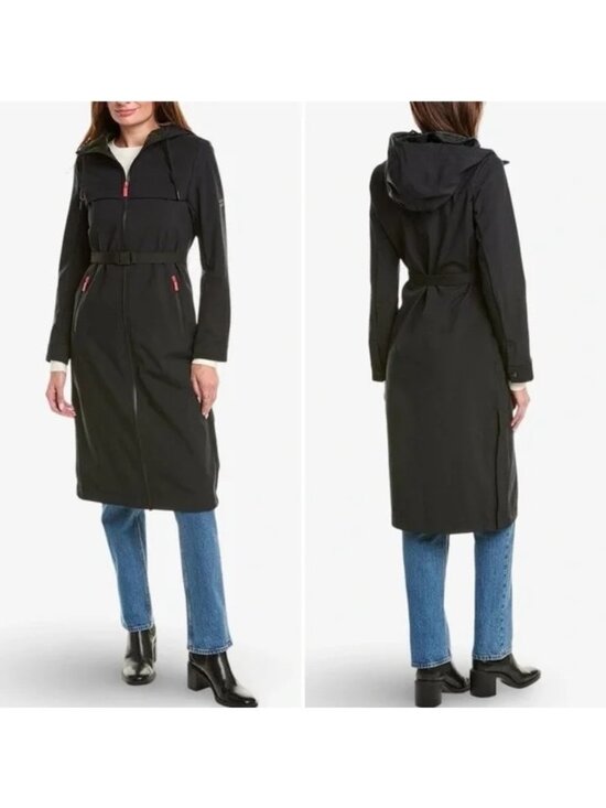 Hunter Jackets & Blazers - Hunter Crown 2.0 Longline Belted Velour Bonded Coat Black XL New with Tag